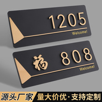 House number plate home high-end creative acrylic number entry door light luxury residential room number prompt plate hotel