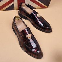 Patent leather pointed leather shoes for men Korean version retro business formal wear heightening hairstylist fashionable shoes for work