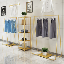 Golden iron clothing store display rack fashionable and creative shopping mall clothing rack side-mounted island shelf customized direct sales