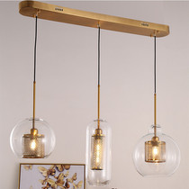 Nordic light luxury restaurant single-head chandelier retro creative personality aisle bar table lamp glass ball bedside hanging