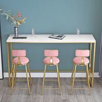 Nordic marble bar table and chairs casual restaurant long table dessert milk tea shop cafe high table and chair combination