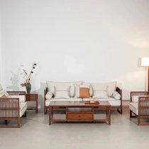 New Chinese style solid wood sofa combination small apartment living room black walnut modern minimalist reception wooden furniture