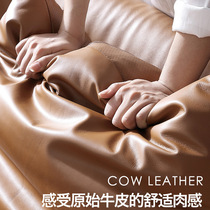 Light luxury leather sofa combination living room size furniture three or four people Nordic style American down sofa