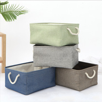 Cotton and linen fabrics with portable storage basket foldable desktop cosmetics sundry organizer linen storage basket