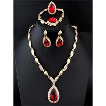 Blue sapphire alloy ring necklace earrings bracelet set of f