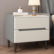 #All solid wood bedside table light luxury slate storage cabinet bedroom simple modern bedside table leather small apartment storage