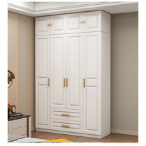 Solid wood wardrobe bedroom with double-door white large wardrobe childrens pine cabinet combination simple and economical