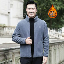New winter mens warm fleece jacket mens polar fleece jacket mens top velvet thickened mens outdoor coat