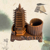 New model resin ornaments nine-story Wenchang Tower pen holder ornaments imitation wooden pagoda pagoda office ornaments to attract wealth