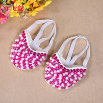 Belly dance foot cover half shoe gymnastics training shoe soft leather sole dance shoe half ball shoe oriental dance art shoe