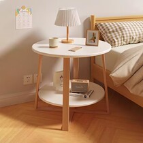 Bedside table bedroom small round table double-layer modern simple home bedside table small coffee table simple bedside storage rack