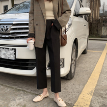 Fat mm loose draped cigarette pants womens 2023 spring new black pants large size nine-point pants straight suit pants