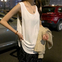 Fat mm sleeveless sports vest womens outer wear summer 2024 new style inner strap t-shirt womens loose large size top