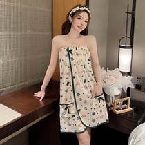 Summer pajamas for women Korean style bath towels sexy wrap nightgown womens home clothes large size sweet and cute casual nightgowns