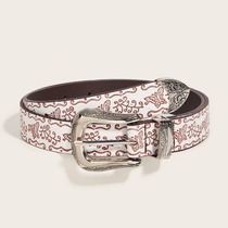 Japanese FC style hot girls daily brown texture niche pin buckle belt special printed pattern batch belt for men and women