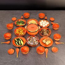 Bowls chopsticks rice bowls plates household orange bowls and dishes set ceramic noodle soup bowls Herma gold-rimmed dishes tableware dishes
