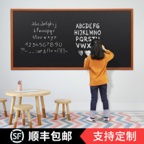 Home teaching magnetic blackboard chalk solid wood frame childrens graffiti cork blackboard school multimedia resin green board