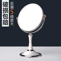 Mirror desktop high-definition large double-sided rotating magnifying makeup mirror dormitory book desktop princess dressing mirror simple European style