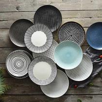 Yijia 8-inch personalized Japanese tableware Western dinner plate creative ceramic plate household dish plate round steak plate dinner plate