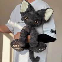 Super cute German cat doll curly black cat childrens day companion plush toy birthday gift for girlfriend