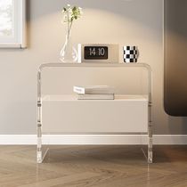 New acrylic cream bedside table simple small apartment bedroom home solid wood internet celebrity light luxury living room advanced collection