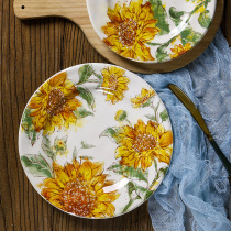 European and American American Western food plate creative irregular plate steak plate home 8-inch flat plate sunflower plate