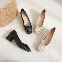 Professional workwear soft-soled work shoes for women new black summer soft leather flat shoes for work comfortable interview shoes