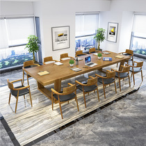 Simple solid wood desk studio staff table and chair combination company business negotiation conference table and chair combination