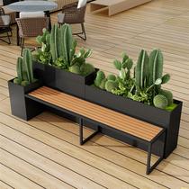 Outdoor stainless steel stool flower box shopping mall flower pond outdoor seat combination flower bed iron planting C slot partition flower