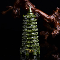 Natural sapphire Wenchang Tower pen holder ornaments study decoration crafts dragon turtle office desk ornaments