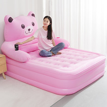 Pink Bear Inflatable Bed Household Double Air Mattress Single Cartoon Inflatable Mattress Thickened Portable Inflatable Bed Air Bed
