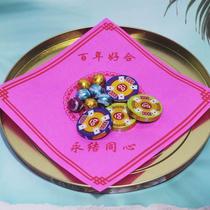 Paper pink wedding banquet plate pad paper wedding happy word pad paper melon seed candy pad plate paper square happy word pad