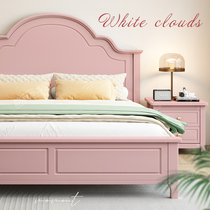 Princess bed for children girls girls pink American solid wood French cream style European style cute luxury home bedroom
