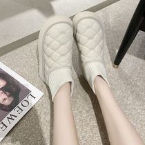 Thick-soled snow boots for women 2023 winter new style plus velvet and thickened bread warm Northeast large cotton shoes mid-calf cotton boots