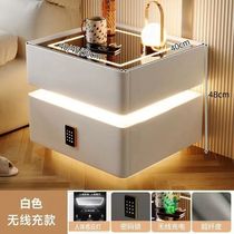 Multifunctional suspended bedside table with light smart wireless charging password lock solid wood storage cabinet for bedroom