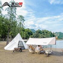 户外大型天幕帐篷遮阳防晒野外沙滩防水防雨露营装备野餐棉布凉棚