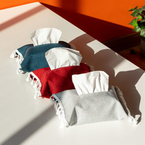 Ins style solid color tissue box fabric tissue paper cover sample room home car hotel cotton and linen tissue bag