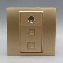 Champagne gold type 86 Category 7 network telephone TV socket computer voice telephone information TV panel