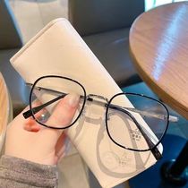 High-definition eye protection non-prescription anti-blue light flat glasses for women high-quality metal large frame slimming myopia glasses frame