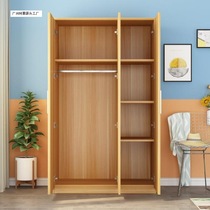 Wardrobe home bedroom bamboo solid wood simple wardrobe room drawer rental room painted sliding door four-door dressing mirror