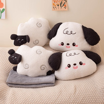 Cute dog plush toy pillow lamb doll office nap pillow cushion blanket two-in-one for girls