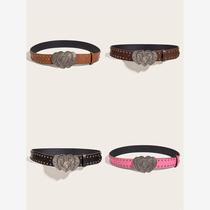 New love rivet buckle belt trendy fashion punk style wide belt personalized mens and womens jeans