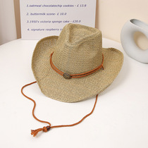 Simple salty handmade western cowboy straw hat top hat outdoor seaside beach hat sun protection sun hat sun hat