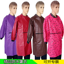 Colorful waterproof smock oil-proof reverse dressing shoulder pocket zipper long-sleeved apron manufacturer labor protection apron