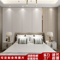 Simple wallpaper TV background wall wallpaper light luxury style living room bedroom hard-covered metal line decoration adhesive mural