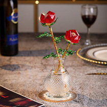 Mothers Day Crystal Crafts Rose Ornaments Valentines Day Girlfriend Wife Holiday Gifts Living Room Decorations