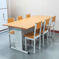 Steel-wood reading table library chair reading room table and chair combination reading table steel bookshelf school training table