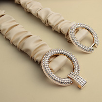 Japanese FC belt womens decorative dress with skirt suit retro fashion versatile elastic elastic wrinkled leather