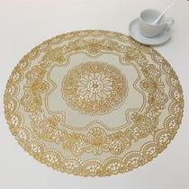 Round tablecloth non-slip Western food hot stamping bowl mat coaster table lamp mat European light luxury round tray mat