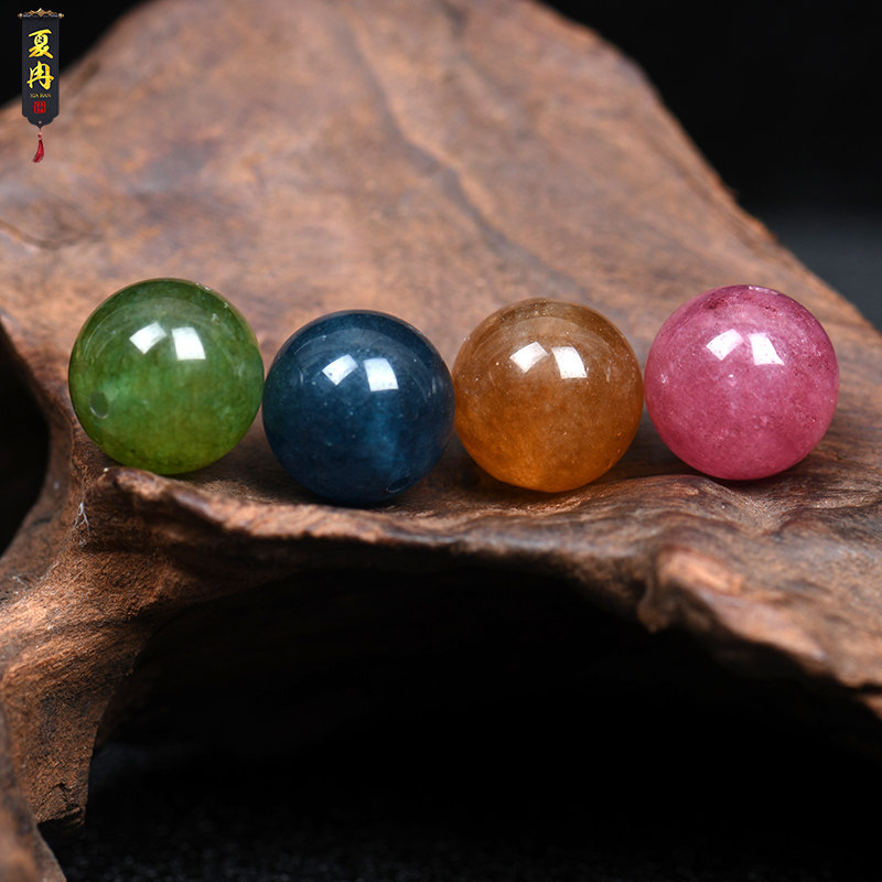 DIYクリスタルビーズを使った手作りブレスレットやネックレス作りに最適な、最適化されたカラートルマリンとカルセドニーのルースビーズ（半完成品）。